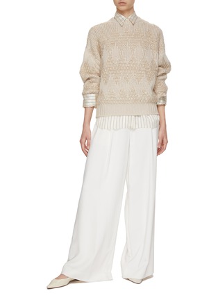 Figure View - Click To Enlarge - BRUNELLO CUCINELLI - Sequined Diamond Wool Cashmere Silk Knit Sweater