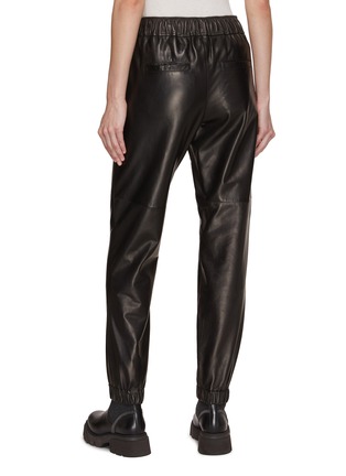 Back View - Click To Enlarge - BRUNELLO CUCINELLI - Contrasting Elasticated Leather Pants