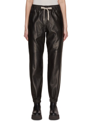 Main View - Click To Enlarge - BRUNELLO CUCINELLI - Contrasting Elasticated Leather Pants
