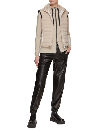 Figure View - Click To Enlarge - BRUNELLO CUCINELLI - Contrasting Elasticated Leather Pants