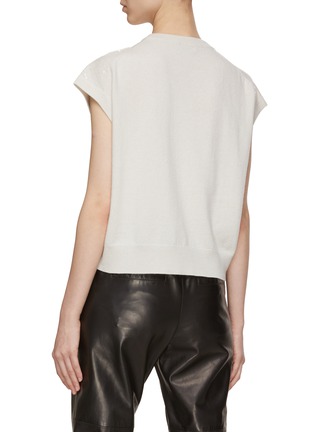 Back View - Click To Enlarge - BRUNELLO CUCINELLI - Sequined Herringbone Wool Cashmere Silk Knit Top