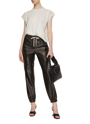 Figure View - Click To Enlarge - BRUNELLO CUCINELLI - Sequined Herringbone Wool Cashmere Silk Knit Top