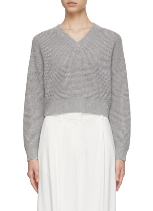 Main View - Click To Enlarge - BRUNELLO CUCINELLI - Sequin Embellished Knit Sweater