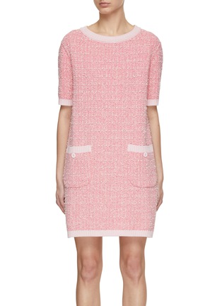 Main View - Click To Enlarge - BRUNO MANETTI - Short Sleeve Tweed Knit Dress