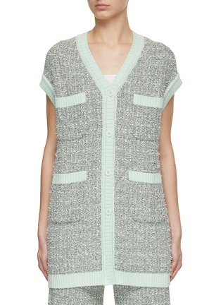 Main View - Click To Enlarge - BRUNO MANETTI - V-Neck Contrast Trim Tweed Knit Vest