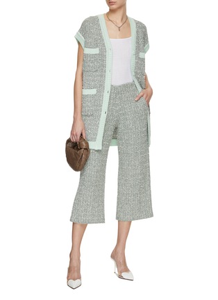 Figure View - Click To Enlarge - BRUNO MANETTI - V-Neck Contrast Trim Tweed Knit Vest