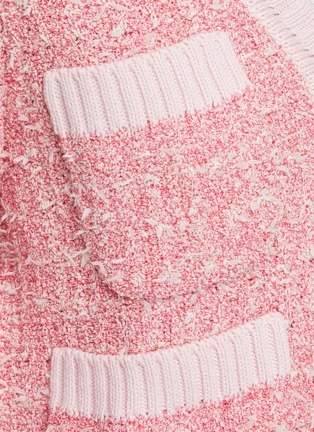  - BRUNO MANETTI - V-Neck Contrast Trim Tweed Knit Cardigan