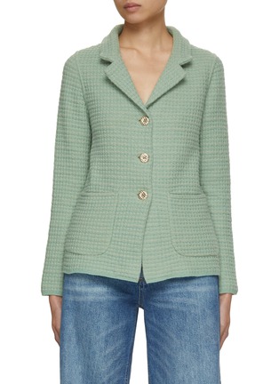 Main View - Click To Enlarge - BRUNO MANETTI - Notch Lapel Waffle Wool Knit Jacket