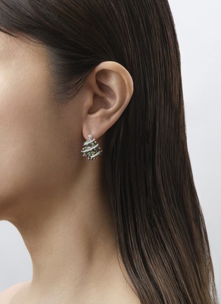 Detail View - Click To Enlarge - MIO HARUTAKA - Christmas Tree 18K White Gold Diamond Gemstone Single Earring