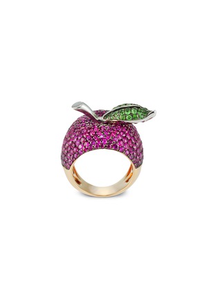 Main View - Click To Enlarge - MIO HARUTAKA - Apple 18K Rose and White Gold Ruby and Green Garnet Ring