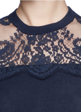 Detail View - Click To Enlarge - ERDEM - 'Deni' floral lace panel knit dress