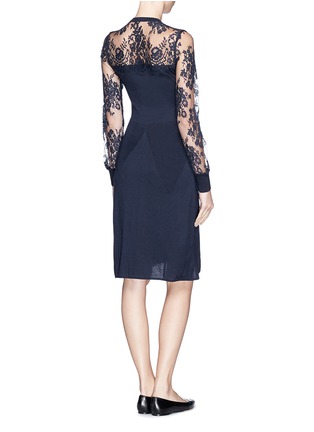 Back View - Click To Enlarge - ERDEM - 'Deni' floral lace panel knit dress
