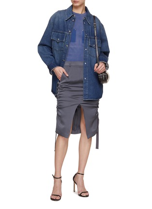 Figure View - Click To Enlarge - DION LEE - Adjustable Side Strap Midi Skirt