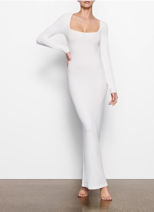 Detail View - Click To Enlarge - SKIMS - Soft Lounge Ribbed Long Sleeve Dress