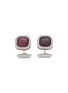 Main View - Click To Enlarge - TATEOSSIAN - Rhodium Plated Sterling Silver Flower Cut Ruby Enamel Edge Square Cufflinks