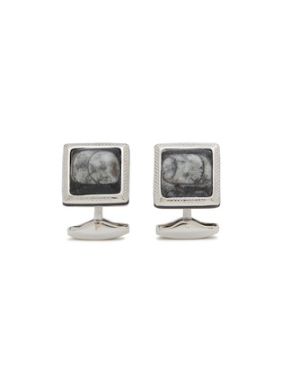 Main View - Click To Enlarge - TATEOSSIAN - Limited Edition Sterling Silver Ammonite Enamel Edge Square Cufflinks