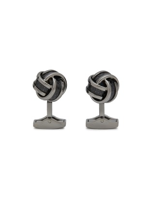 Main View - Click To Enlarge - TATEOSSIAN - Gunmetal Plated Carbon Fibre Knot Cufflinks With Shirt Stud Set