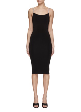 Main View - Click To Enlarge - ALICE & OLIVIA - Valda Embellished Strap Midi Dress