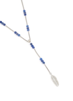 Detail View - Click To Enlarge - TATEOSSIAN - Rosary Aventurine Feather Charm Rhodium-Plated Sterling Silver Necklace