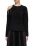 Main View - Click To Enlarge - CRUSH COLLECTION - Swarovski Crystal Embellished Fluffy Cashmere One Shoulder Sweater