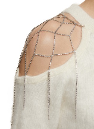  - CRUSH COLLECTION - Swarovski Crystal Embellished Fluffy Cashmere One Shoulder Sweater