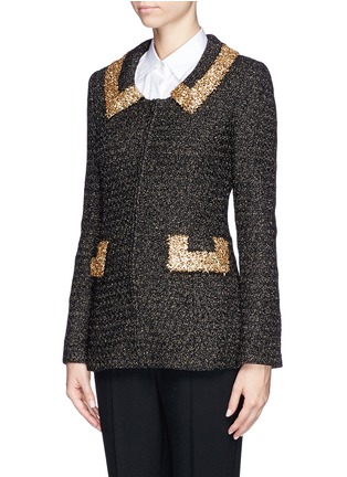 Front View - Click To Enlarge - ST. JOHN - Metallic confetti trim eyelash knit jacket