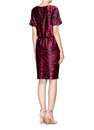 Back View - Click To Enlarge - ST. JOHN - Leopard silk dress with gathered waistline