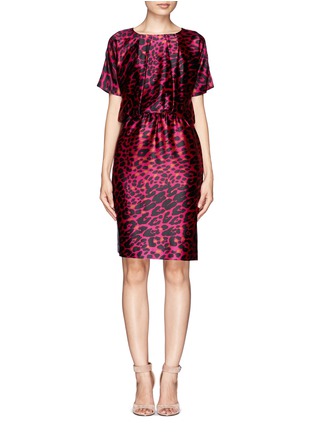 Main View - Click To Enlarge - ST. JOHN - Leopard silk dress with gathered waistline