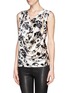 Front View - Click To Enlarge - ST. JOHN - Draped rose print blouse