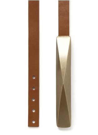 Detail View - Click To Enlarge - ST. JOHN - Medium vintage brass pyramid leather hip belt