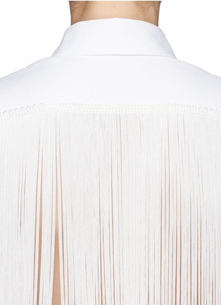 Detail View - Click To Enlarge - STELLA MCCARTNEY - Mesh fringe panel textured cotton shirt