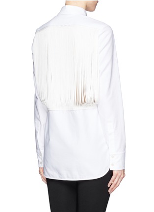 Back View - Click To Enlarge - STELLA MCCARTNEY - Mesh fringe panel textured cotton shirt