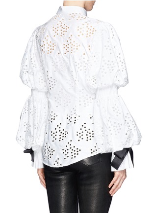 Back View - Click To Enlarge - ALEXANDER MCQUEEN - Broderie Anglaise puff sleeve blouse
