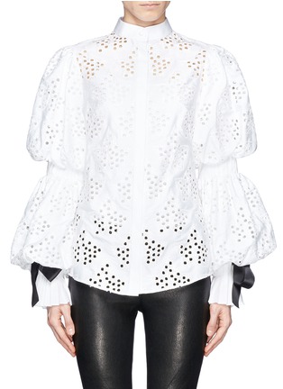 Main View - Click To Enlarge - ALEXANDER MCQUEEN - Broderie Anglaise puff sleeve blouse