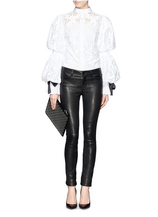 Figure View - Click To Enlarge - ALEXANDER MCQUEEN - Broderie Anglaise puff sleeve blouse