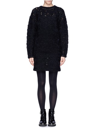 Main View - Click To Enlarge - STELLA MCCARTNEY - Carded yarn floral knit wool alpaca sweater dress