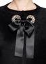 Detail View - Click To Enlarge - ALEXANDER MCQUEEN - Satin bow chenille cardigan