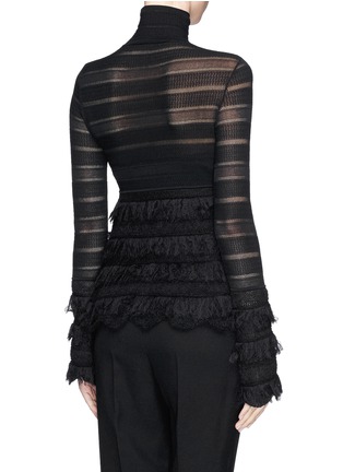 Back View - Click To Enlarge - ALEXANDER MCQUEEN - Mohair-silk trim lace turtleneck top