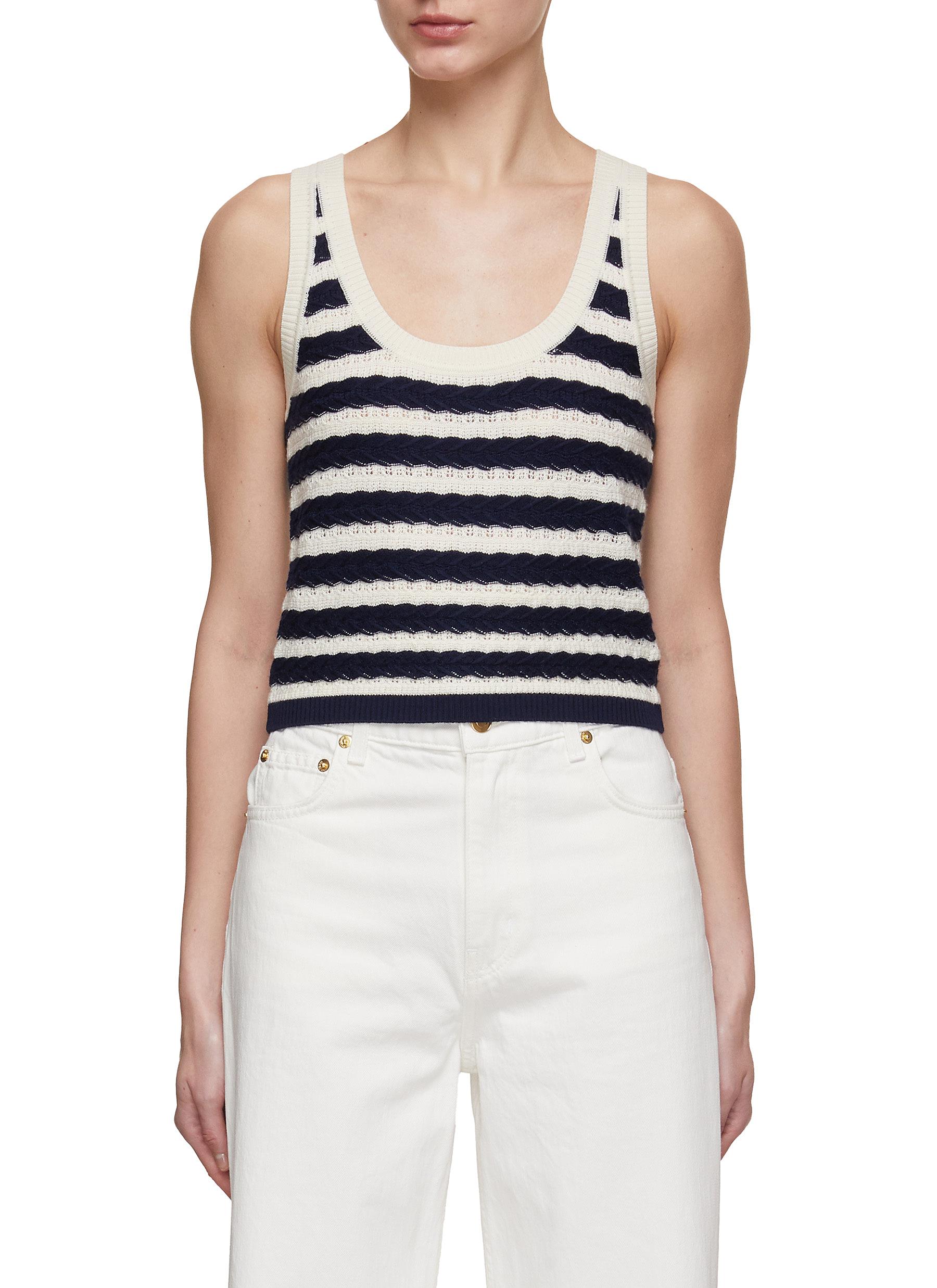 Striped Cable Knit Tank Top