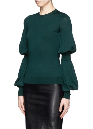 Front View - Click To Enlarge - ALEXANDER MCQUEEN - Puff sleeve wool sweater