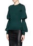 Front View - Click To Enlarge - ALEXANDER MCQUEEN - Puff sleeve wool sweater