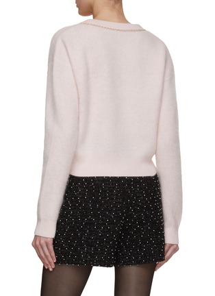 Back View - Click To Enlarge - CRUSH COLLECTION - Chain Detail V-Neck Fluffy Cashmere Jumper
