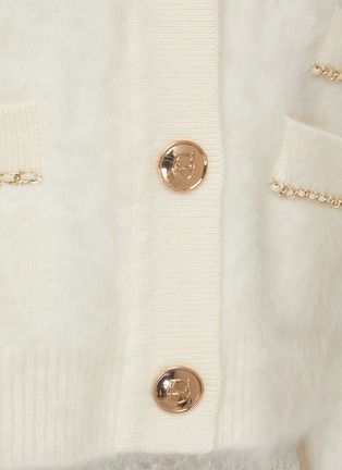  - CRUSH COLLECTION - Gold-Toned Button And Chain Cropped Cardigan