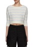 Main View - Click To Enlarge - CRUSH COLLECTION - Striped Boat Neck Fluffy Cashmere Jumper