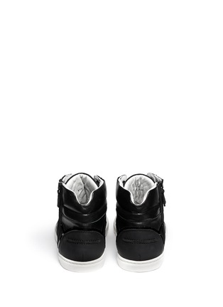Back View - Click To Enlarge - LANVIN - Leather and mesh high-top sneakers