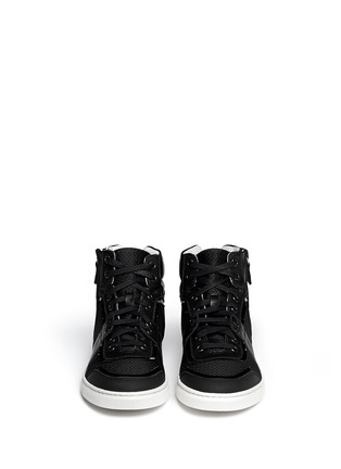 Figure View - Click To Enlarge - LANVIN - Leather and mesh high-top sneakers