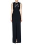 Main View - Click To Enlarge - ALEXANDER MCQUEEN - Jewelled eyelet bow neck gown