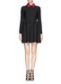 Main View - Click To Enlarge - VALENTINO GARAVANI - Floral leather collar crepe dress