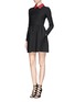 Figure View - Click To Enlarge - VALENTINO GARAVANI - Floral leather collar crepe dress