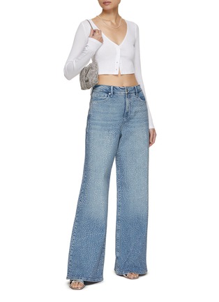 Figure View - Click To Enlarge - GOOD AMERICAN - Crystal Embellished Good Ease Wide Leg Jeans